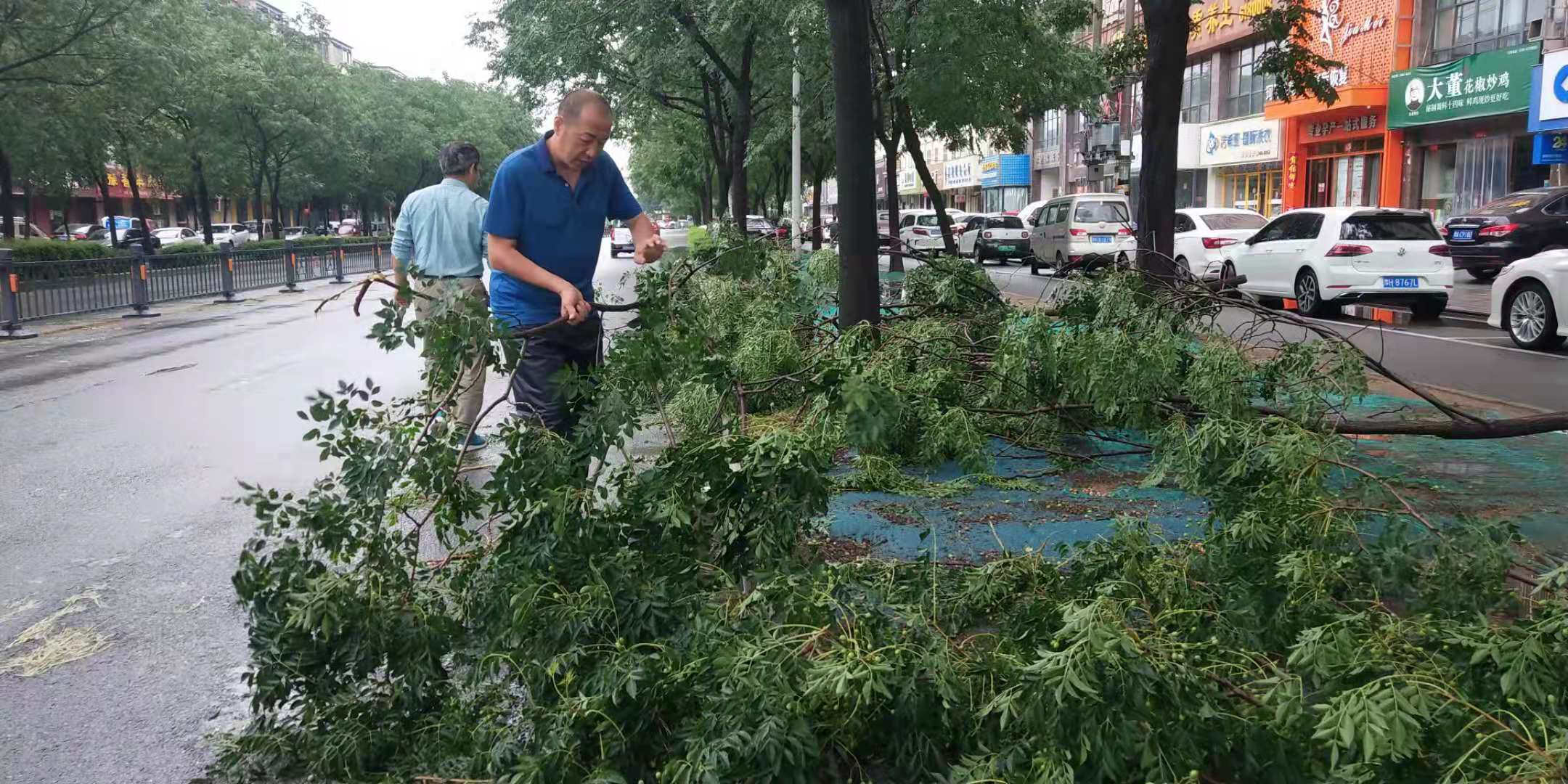 党员突击队清理道路上损毁树木.jpg