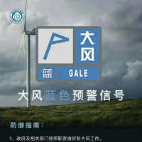 郑州市气象台发布大风蓝色预警信号